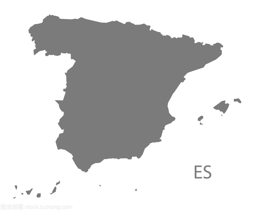西班牙地图灰色孤立