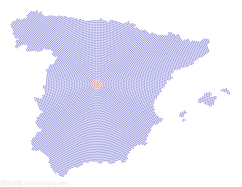 西班牙地图径向点模式