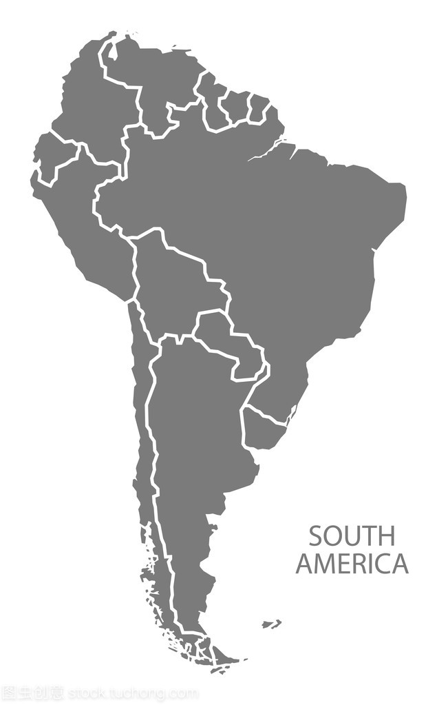南美洲国家地图灰色