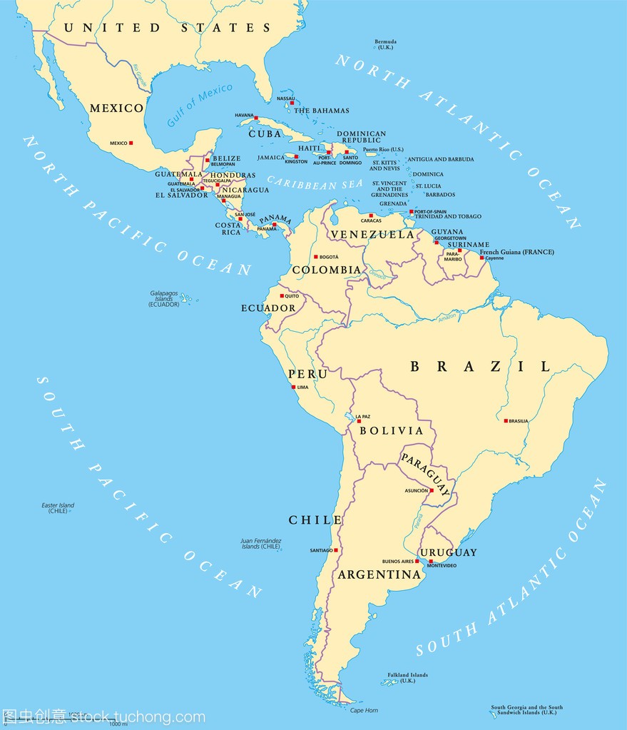 拉丁美洲政治地图