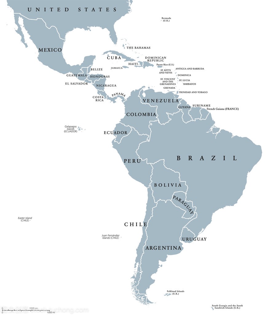 拉丁美洲国家政治地图
