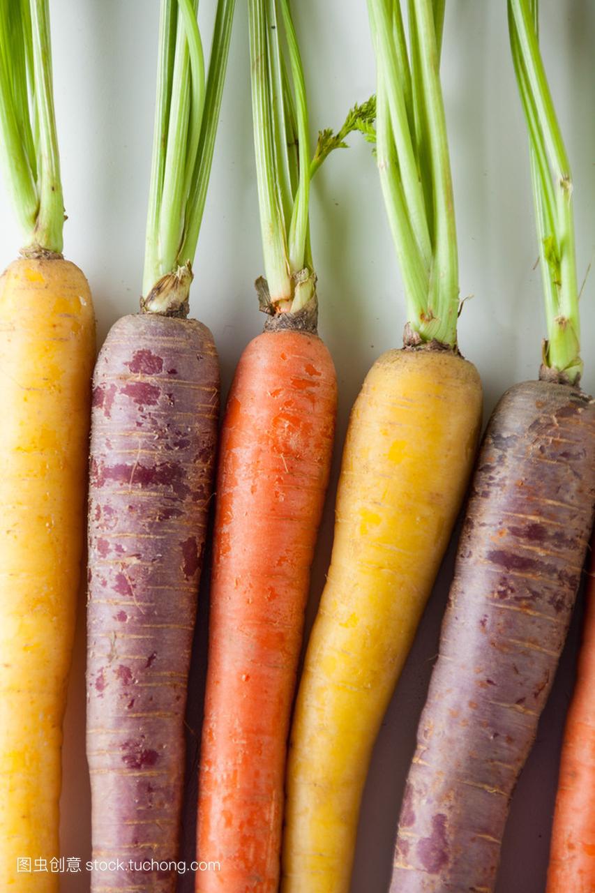 Fresh Organic Carrots Raw Colorful Bunch Isol