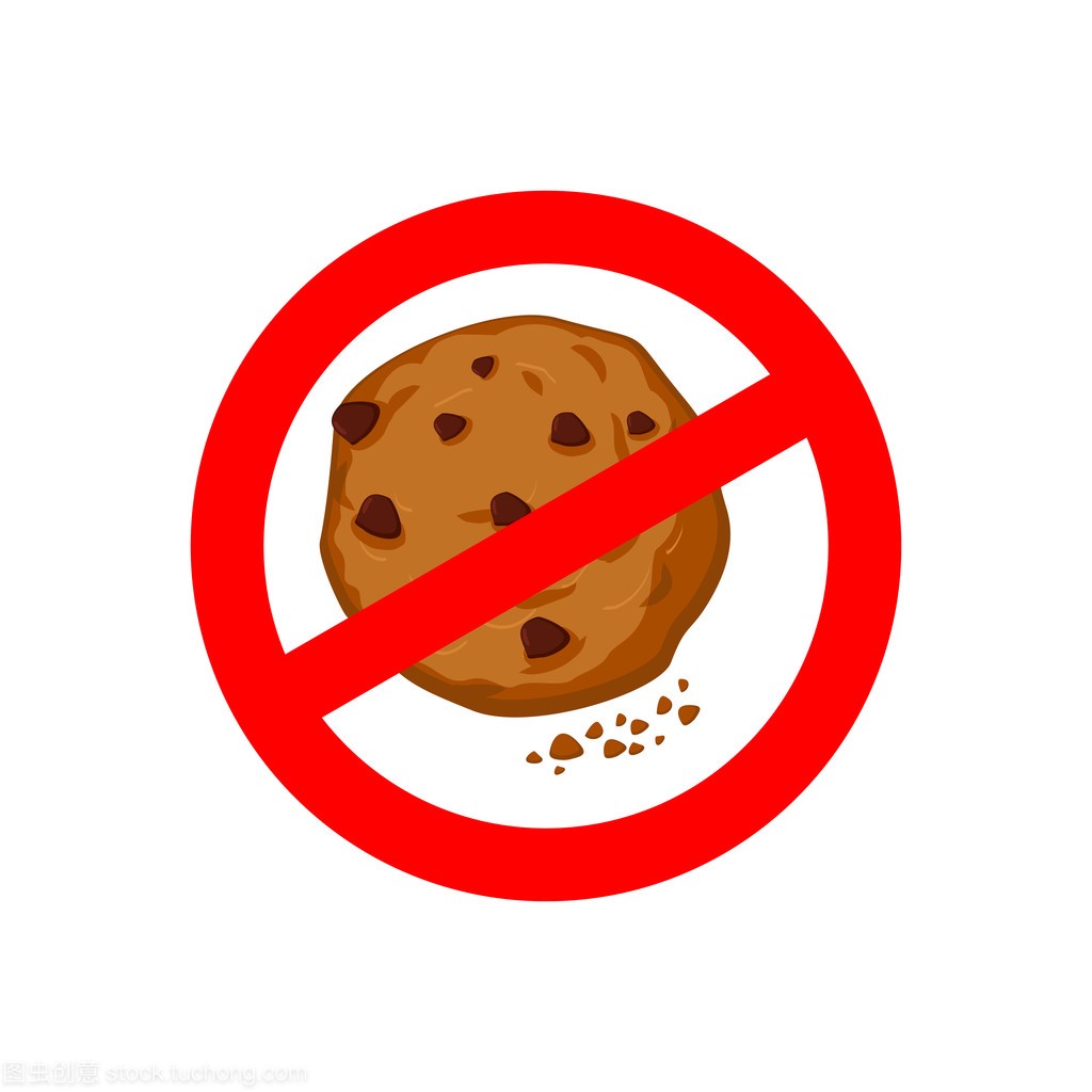 Stop cookies. It is forbidden to eat crumbs. Red