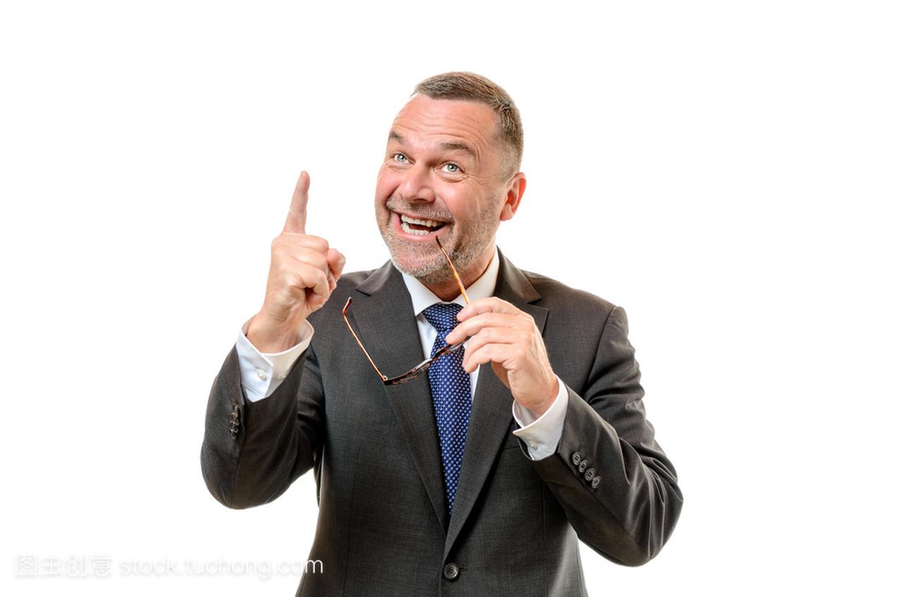 Enthusiastic man pointing to blank copy space