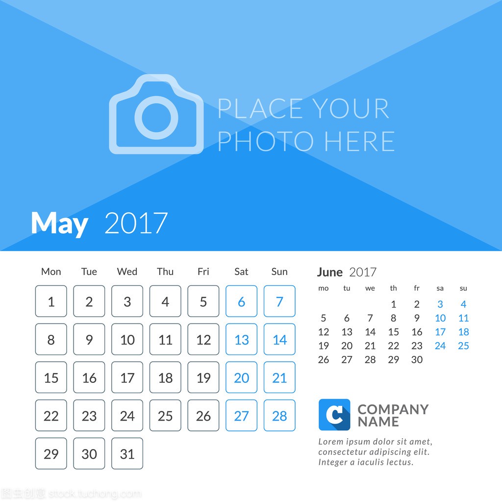 May 2017. Calendar for 2017 Year. Week Star
