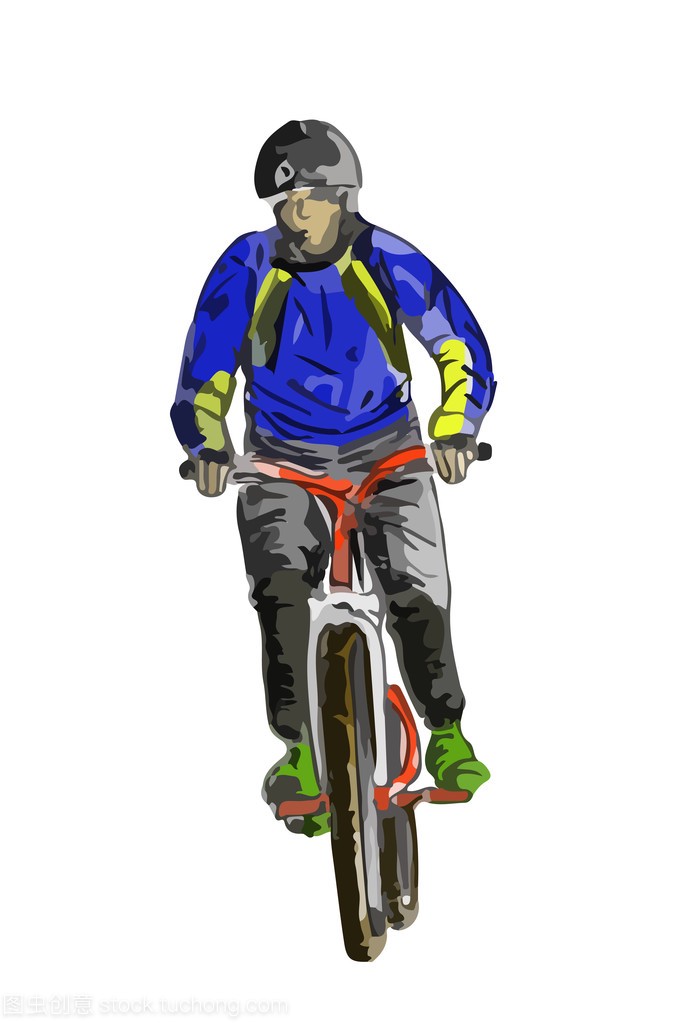 手的一个男人的素描画骑上山地自行车或自行车