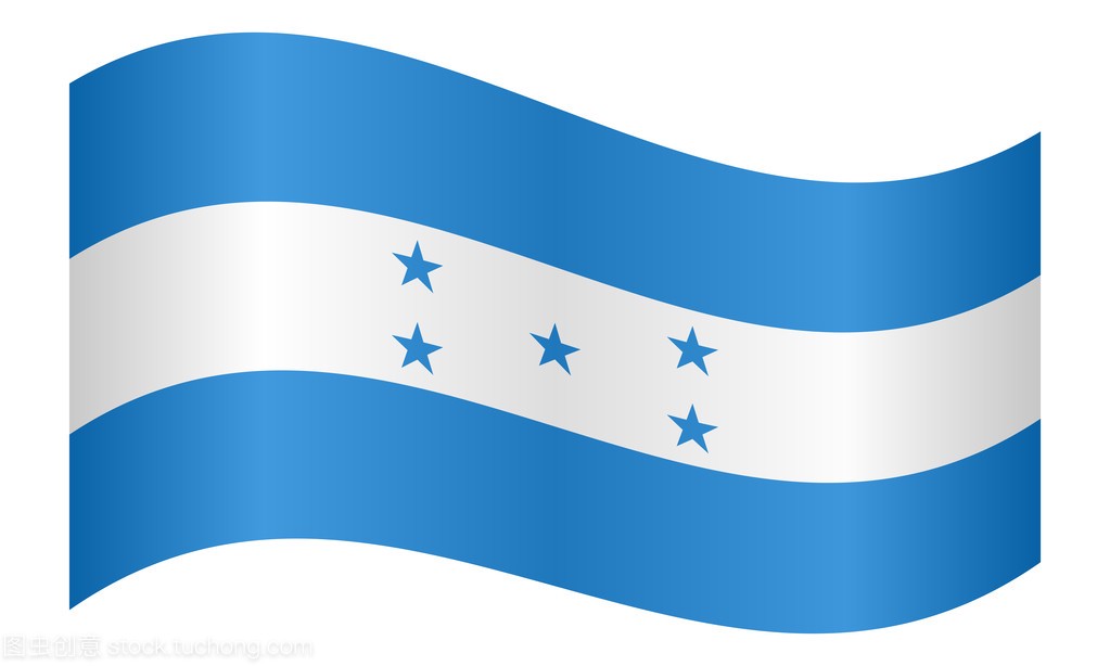 洪都拉斯在白色背景上挥舞着的旗子