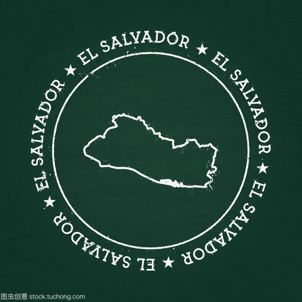 萨尔瓦多共和国地图绿色的黑板上用白色粉笔纹