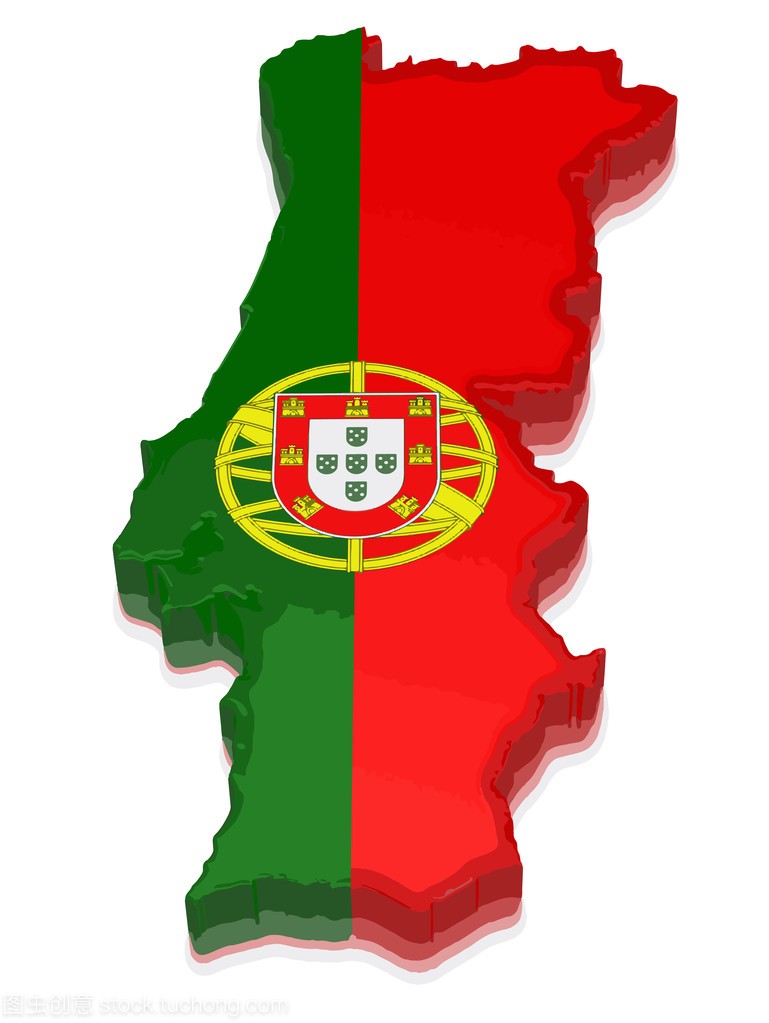 矢量图像。葡萄牙地图。3d 渲染图像。图像的