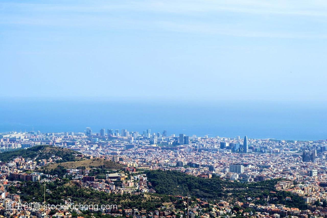 城市景观的巴塞罗那,西班牙的顶视图