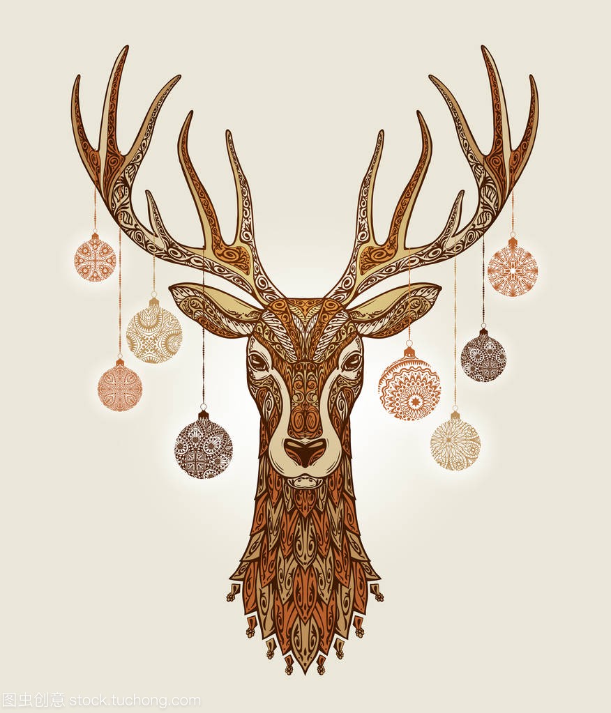 与装饰和装饰球上鹿角装饰圣诞鹿