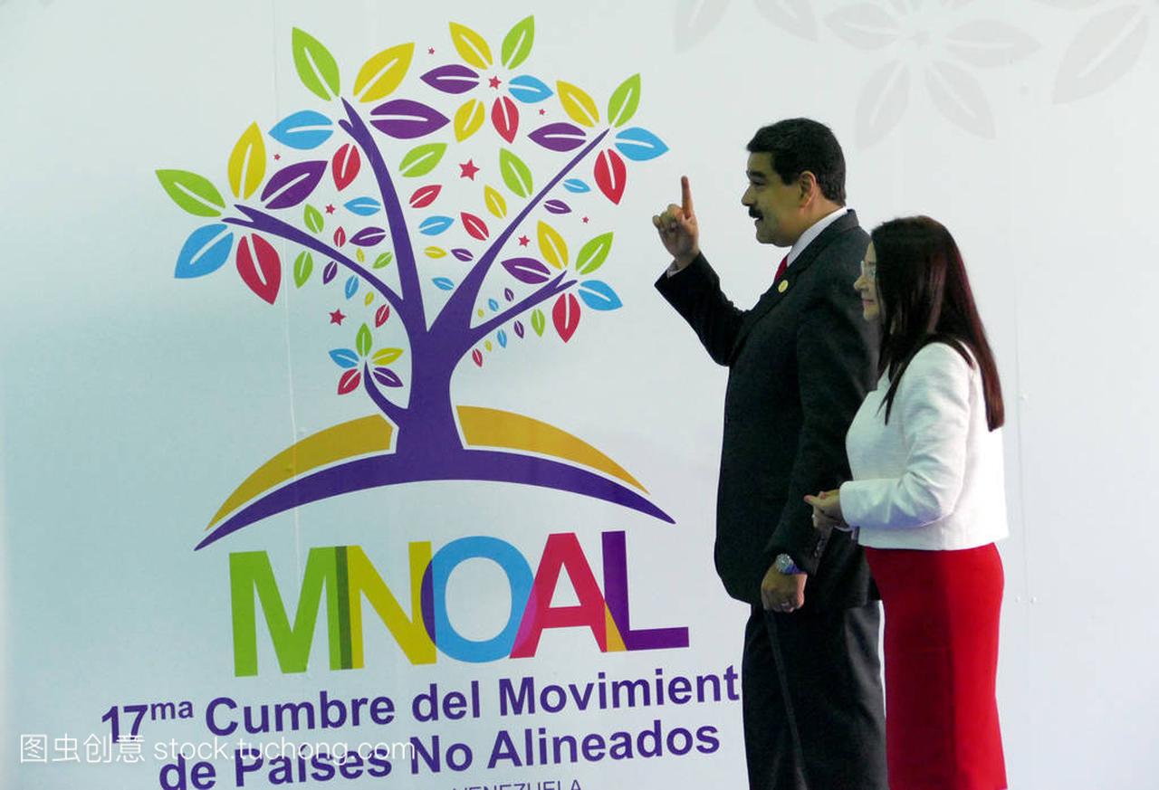 委内瑞拉总统尼古拉斯 · 马杜罗和第一夫人纤