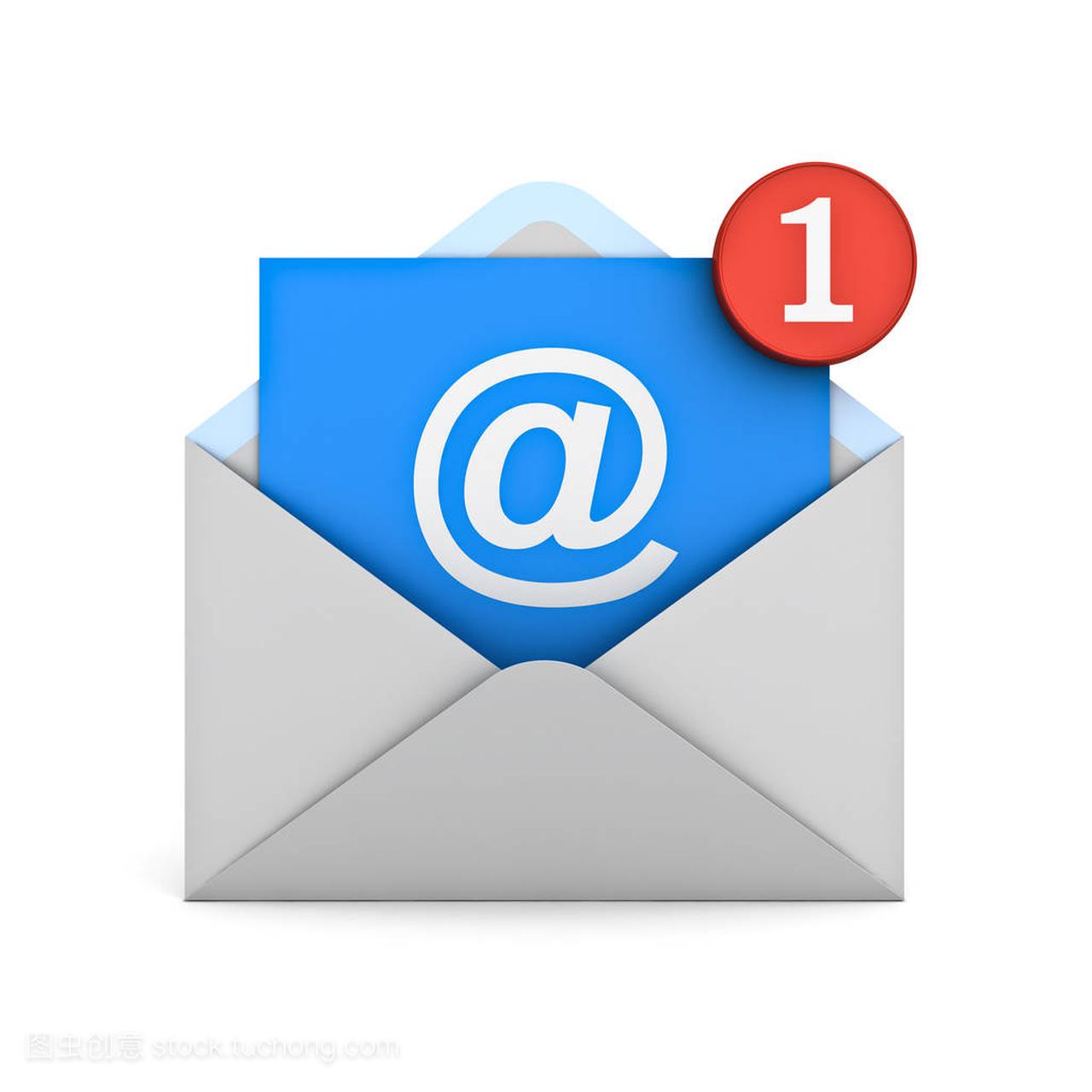 电子邮件通知一个新的电子邮件在收件箱概念隔
