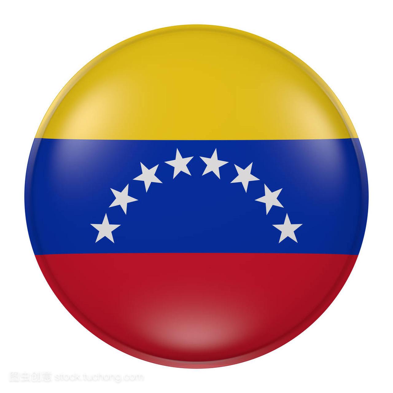 3d 渲染的按钮上的委内瑞拉国旗