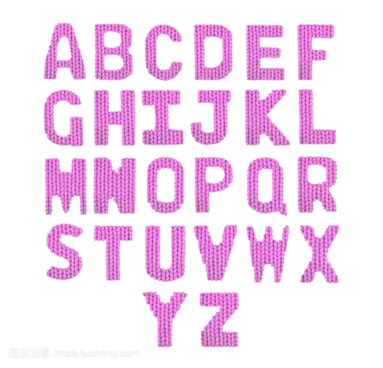 字母英文字母。穿粉红色的衣服