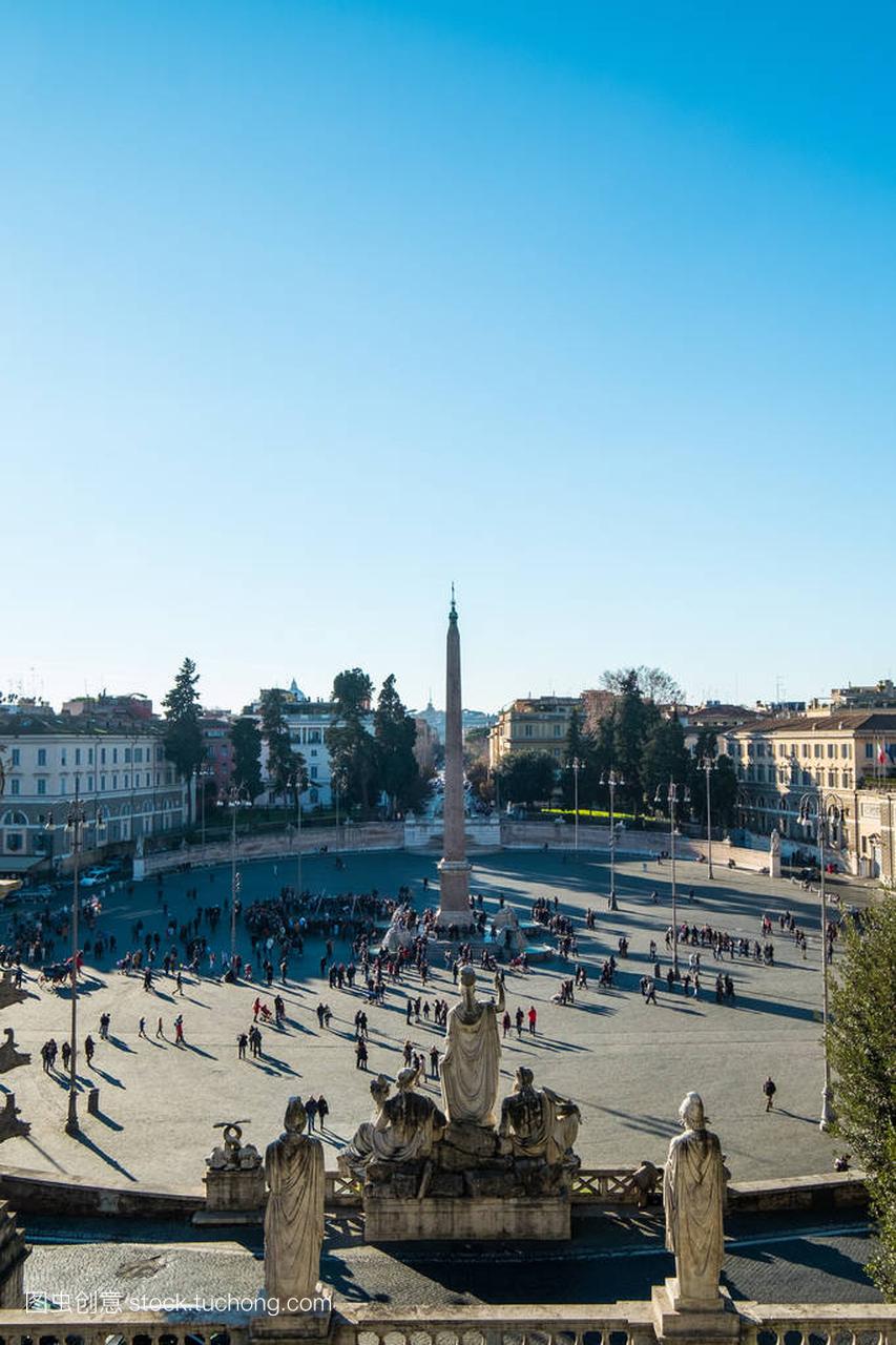 在罗马,意大利的人民广场鸟瞰图