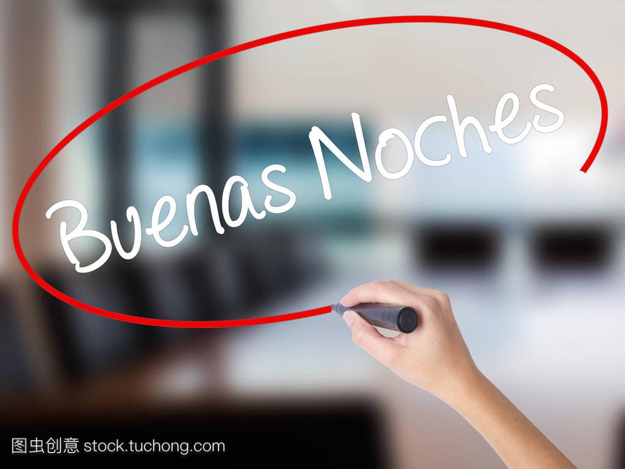 女人手与写作 Buenas Noches (西班牙语晚安)