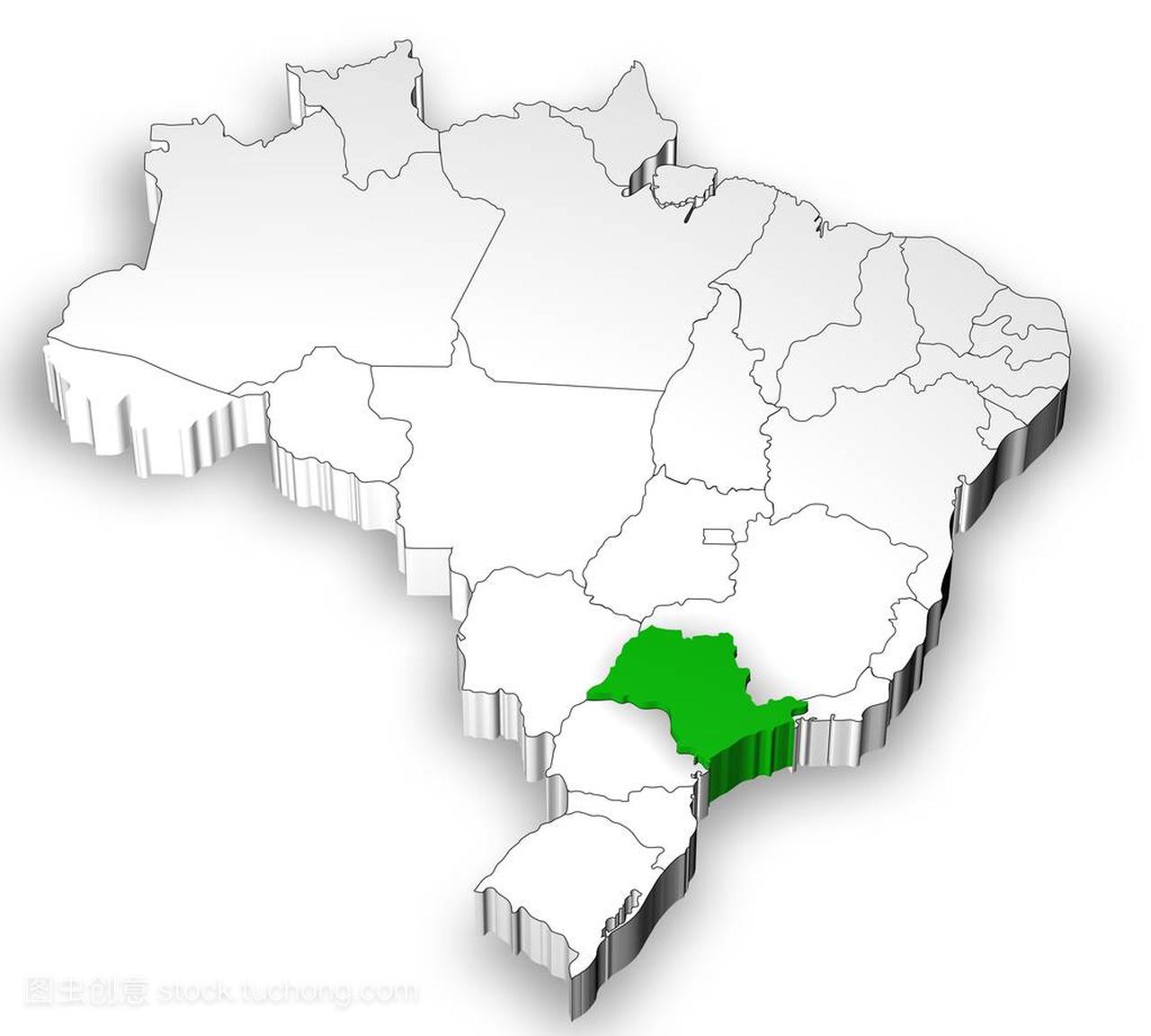 巴西地图与国家分离