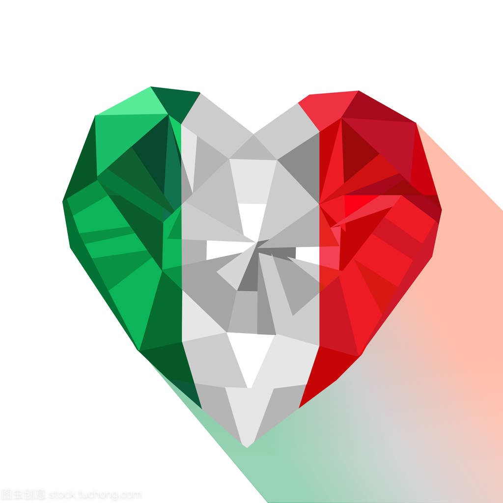 水晶宝石饰品意大利心与意大利共和国国旗