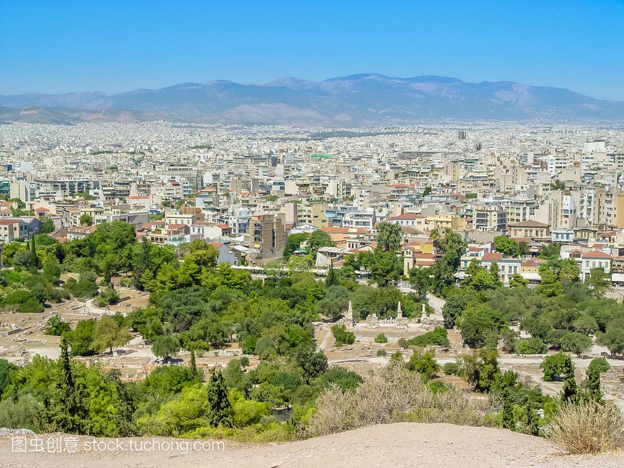希腊首都雅典城市鸟瞰图