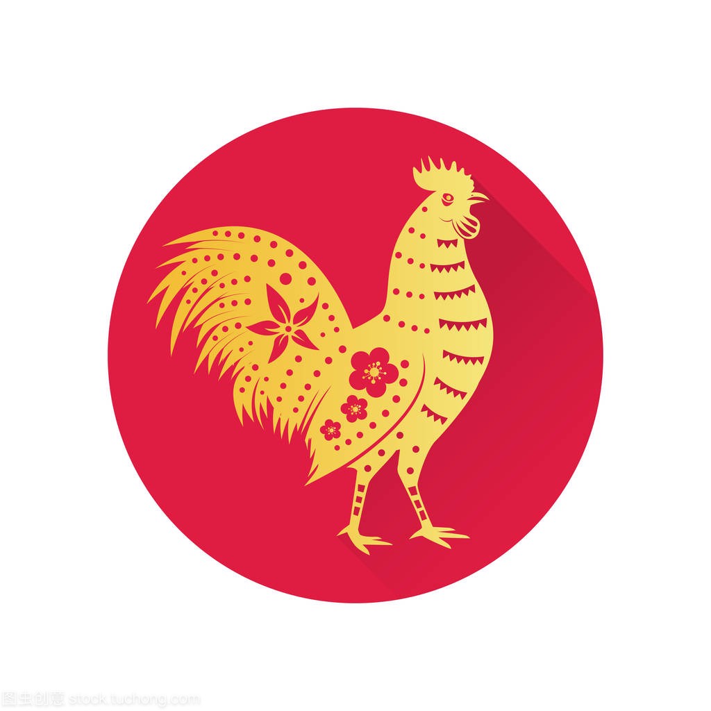 中国黄金公鸡扁图标