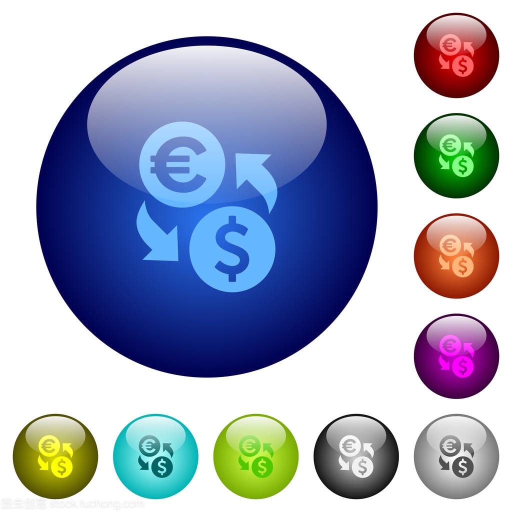 欧元美元汇率彩色玻璃按钮