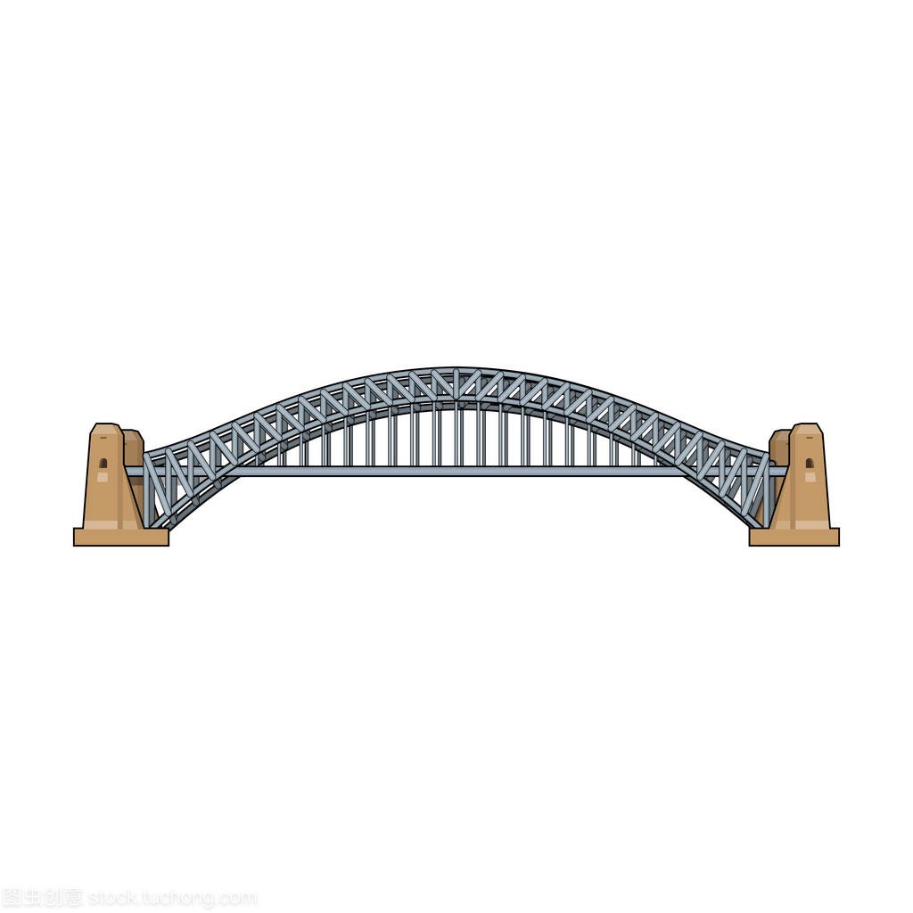 悉尼港湾大桥图标在白色背景上孤立的卡通风格
