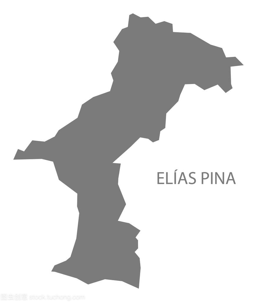 伊莱亚斯翩多米尼加共和国地图灰色