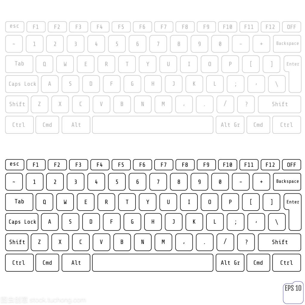 白色和灰色的笔记本计算机无线键盘顶视图与 