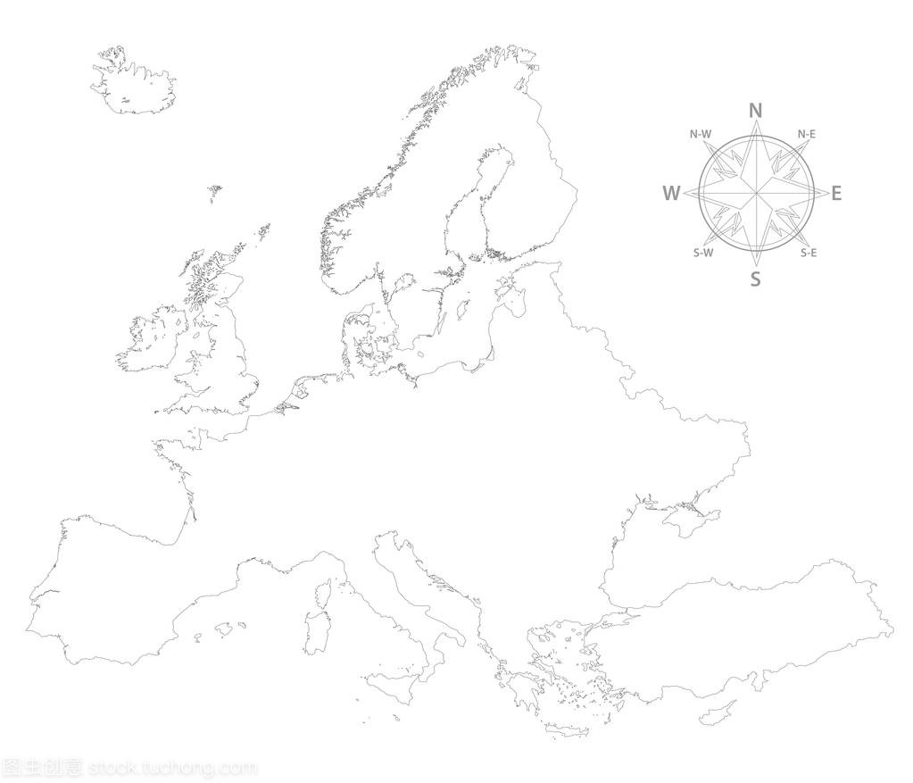 欧洲地图轮廓剪影