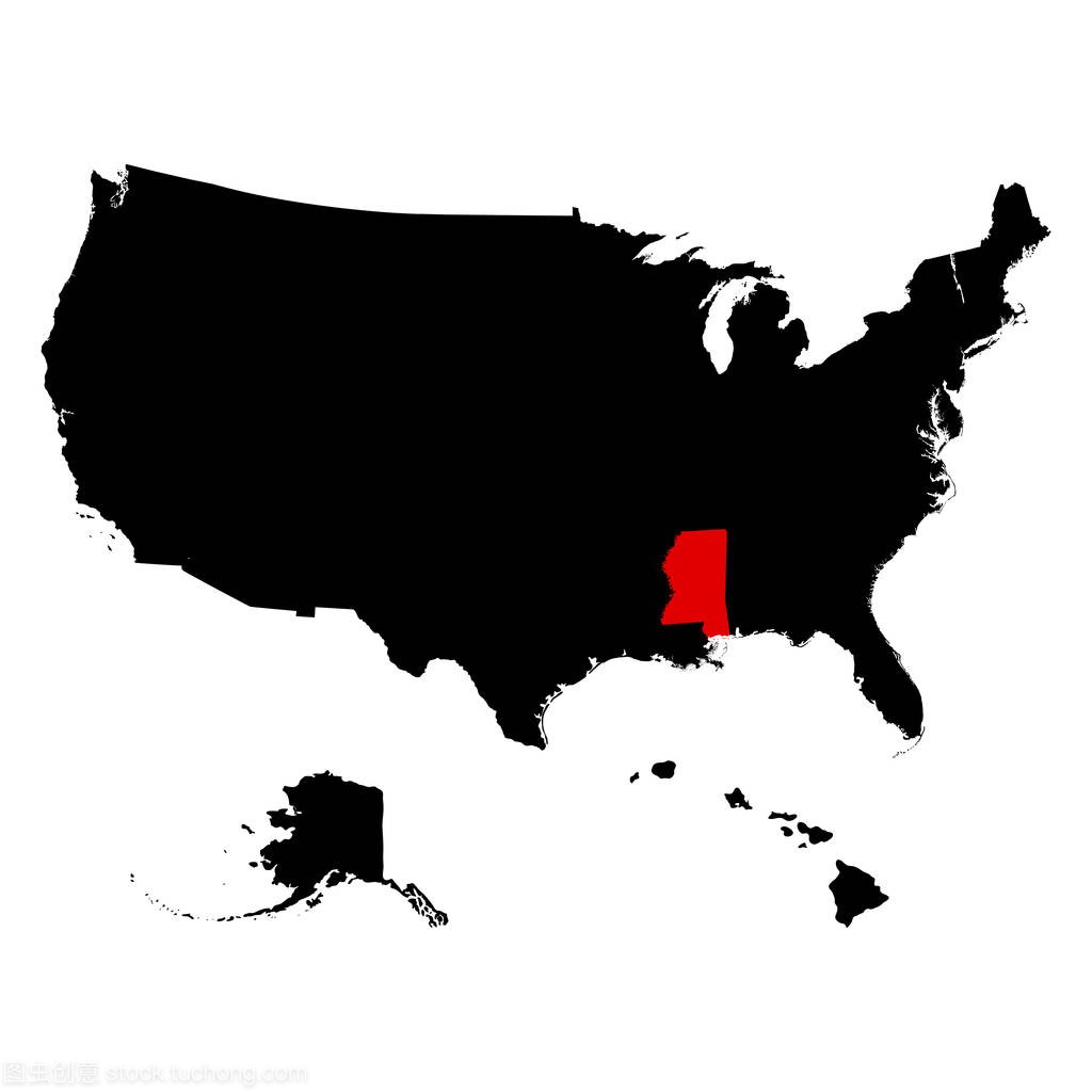 匹配的美国密西西比州电子地图