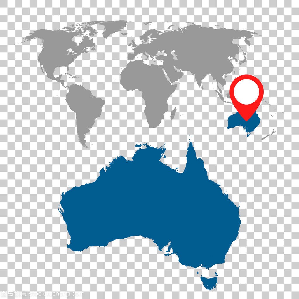 澳大利亚和世界地图导航集的详细的地图。平面