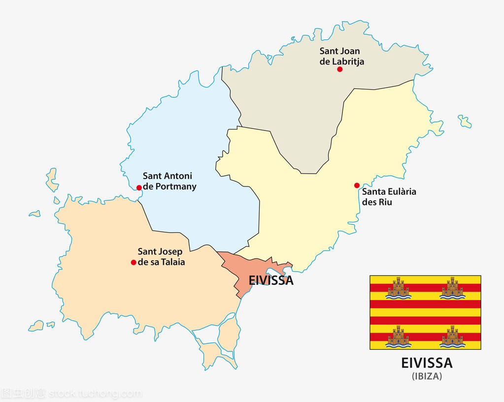 行政和政治地图的西班牙地中海关系与标志