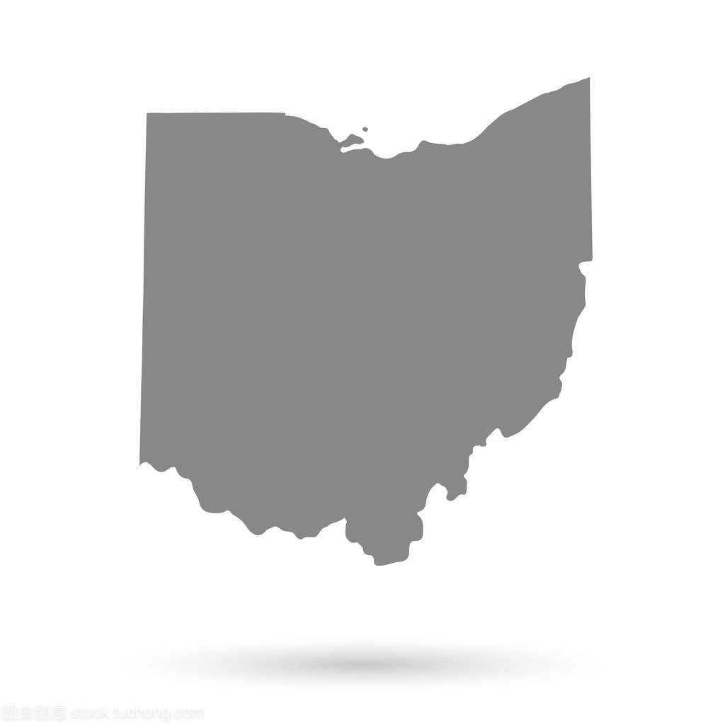 在白色背景上美国俄亥俄州的地图
