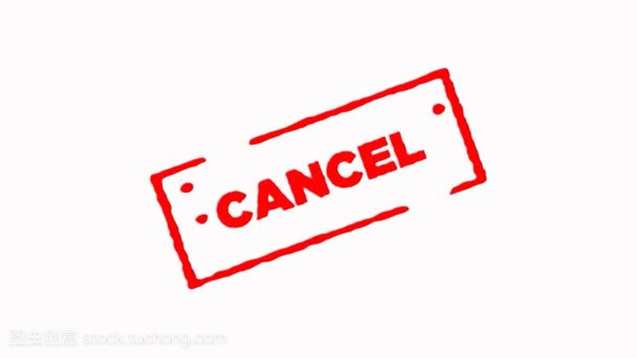 Cancel signed with red ink stamp zoom in and zoom out on white background (4K)