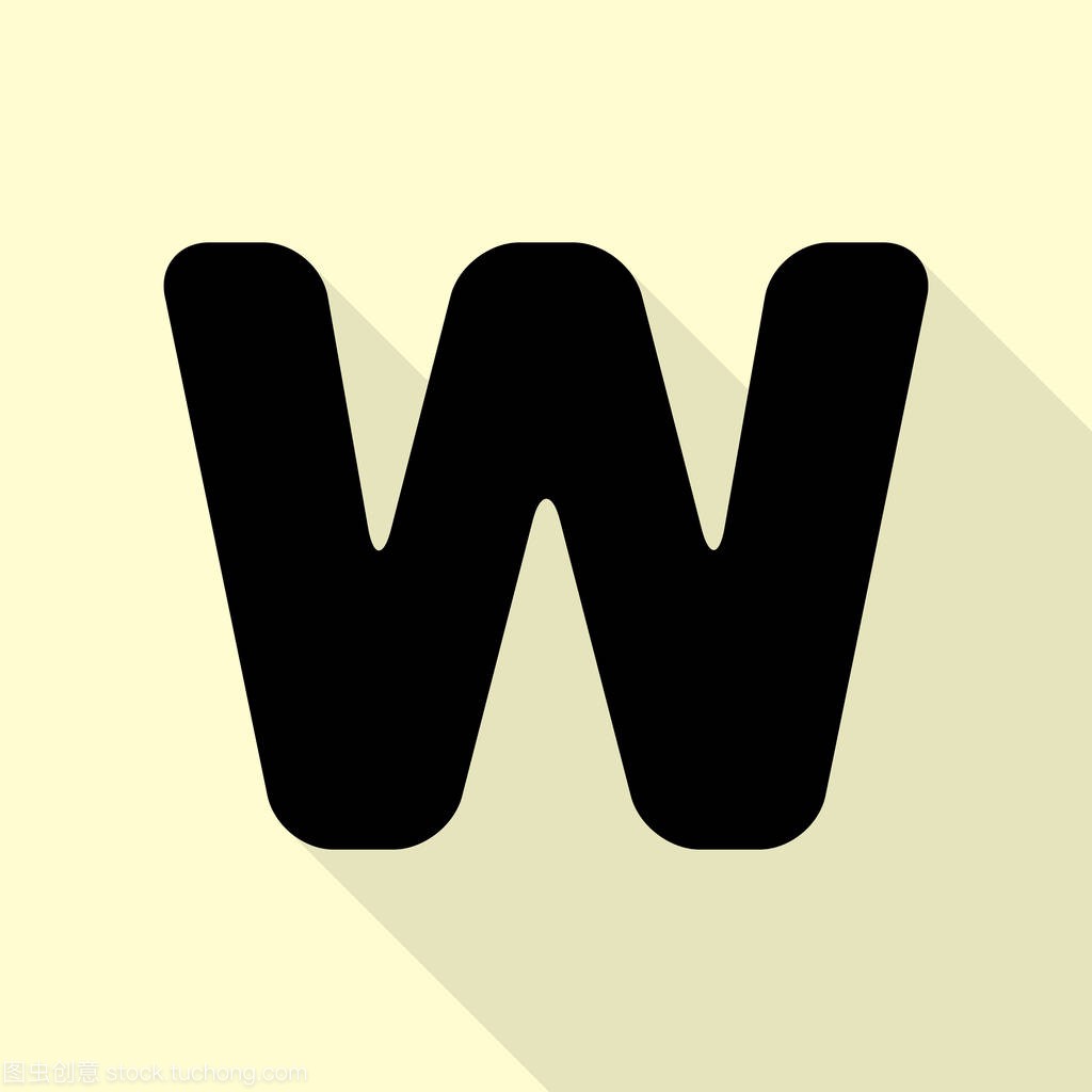 字母 W 标志设计模板元素。与平面样式阴影路