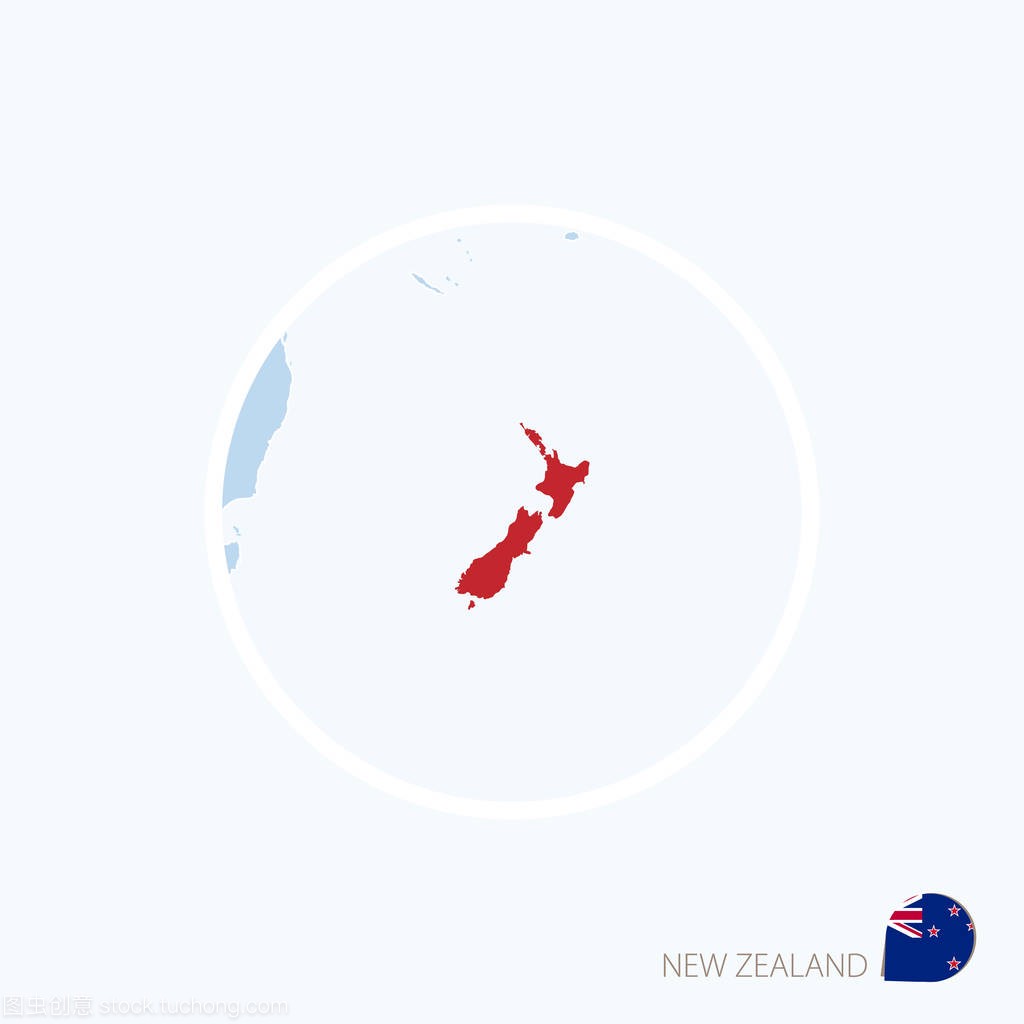 新西兰的地图图标。与突出显示新西兰大洋洲张