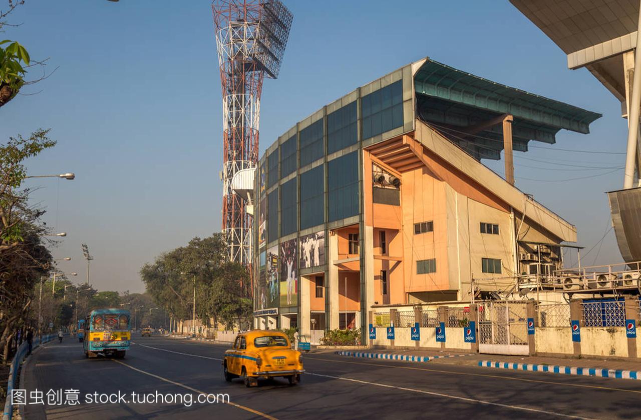 著名的加尔各答市地标-称为印度最大的板球体