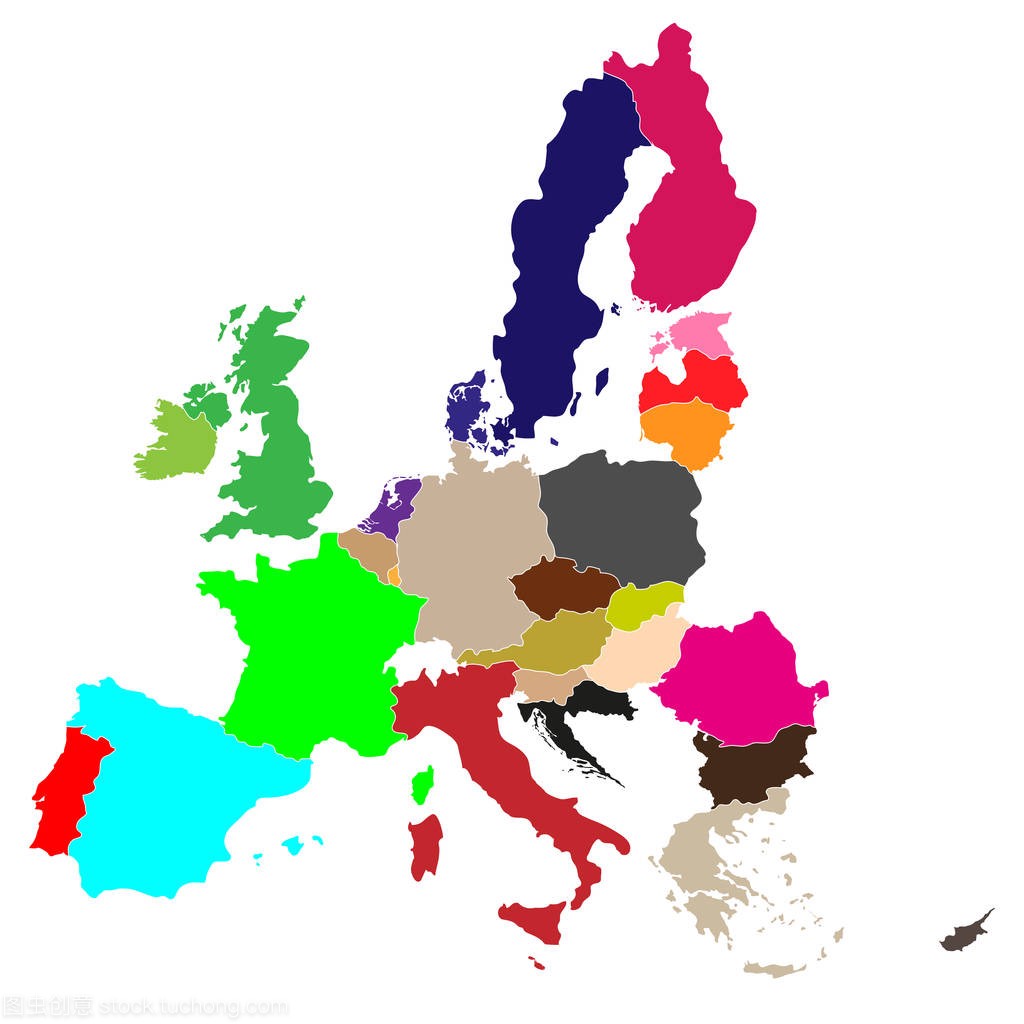 简单一张地图 eps10 欧洲联盟颜色各国