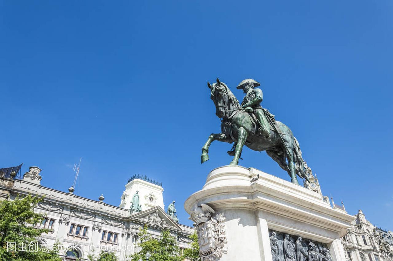 国王佩德罗四世雕像在波尔图的骑马雕像