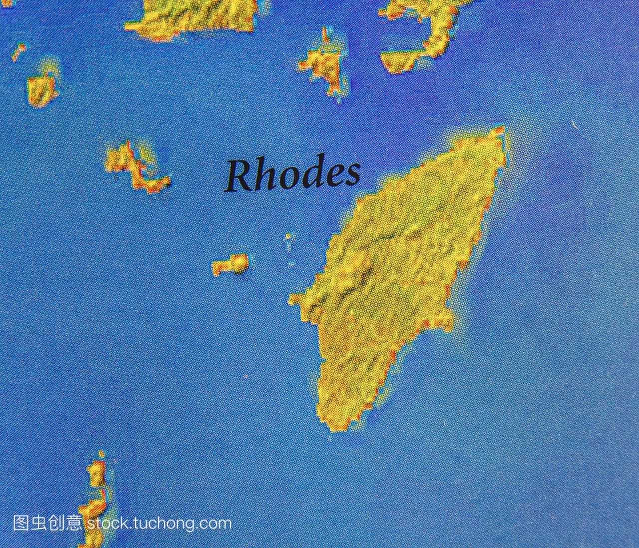 欧洲国家希腊的地理地图岛屿罗德斯岛