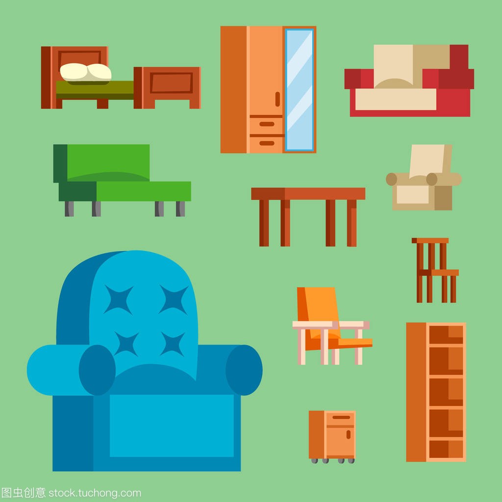 家具图标矢量插图隔离的室内生活橱柜简单元素