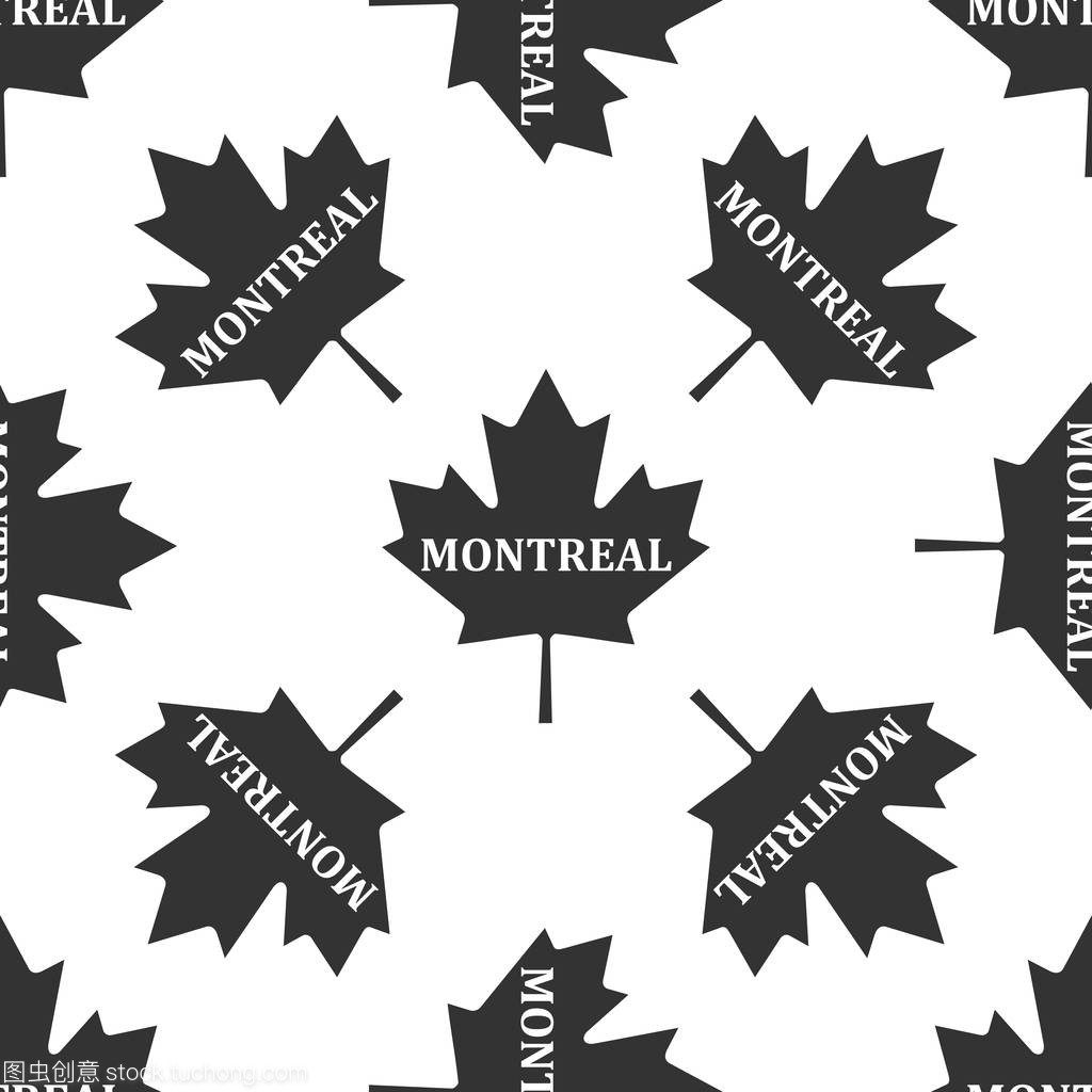 加拿大的枫叶,与城市名称蒙特利尔图标无缝模