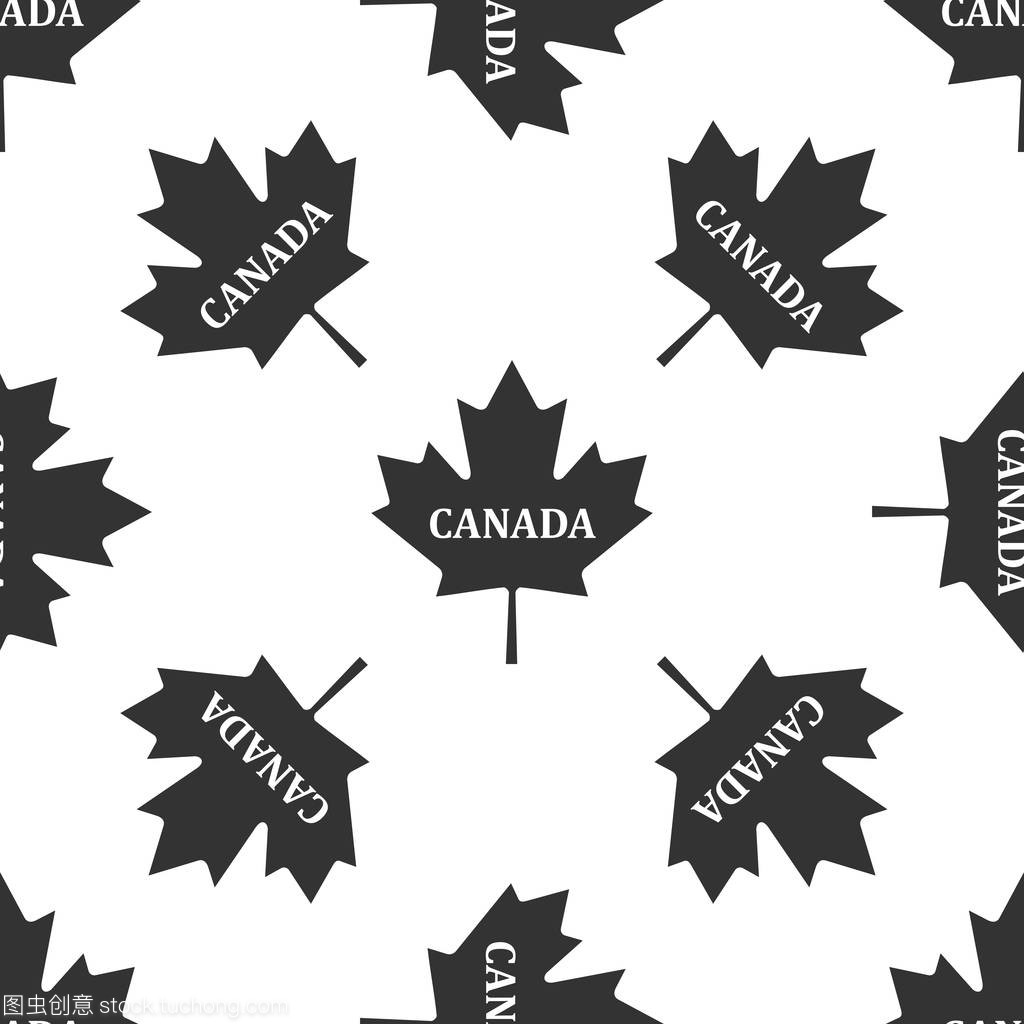 加拿大的枫叶,与城市名称加拿大图标无缝模式