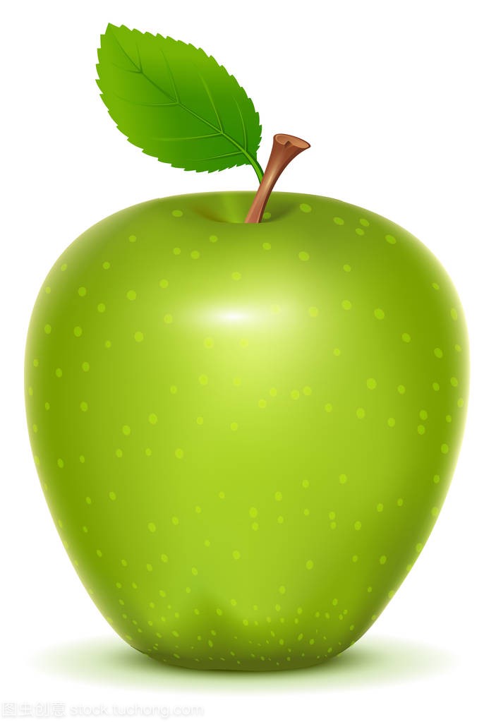 白色背景上的绿色苹果青苹