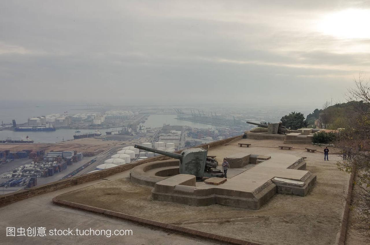 在巴塞罗那,西班牙犹太山上蒙城堡要塞