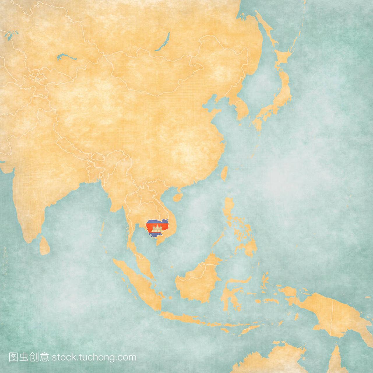 匹配的东亚-柬埔寨电子地图