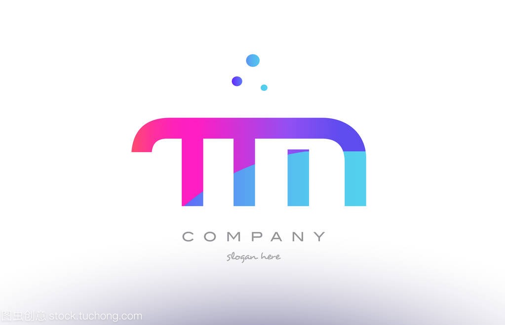 tm t m 创意粉色蓝色现代字母表字母标志图标 