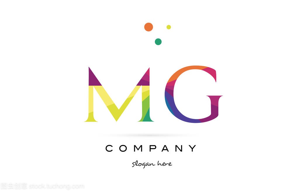 mg m g 创意彩虹颜色字母表字母标志图标