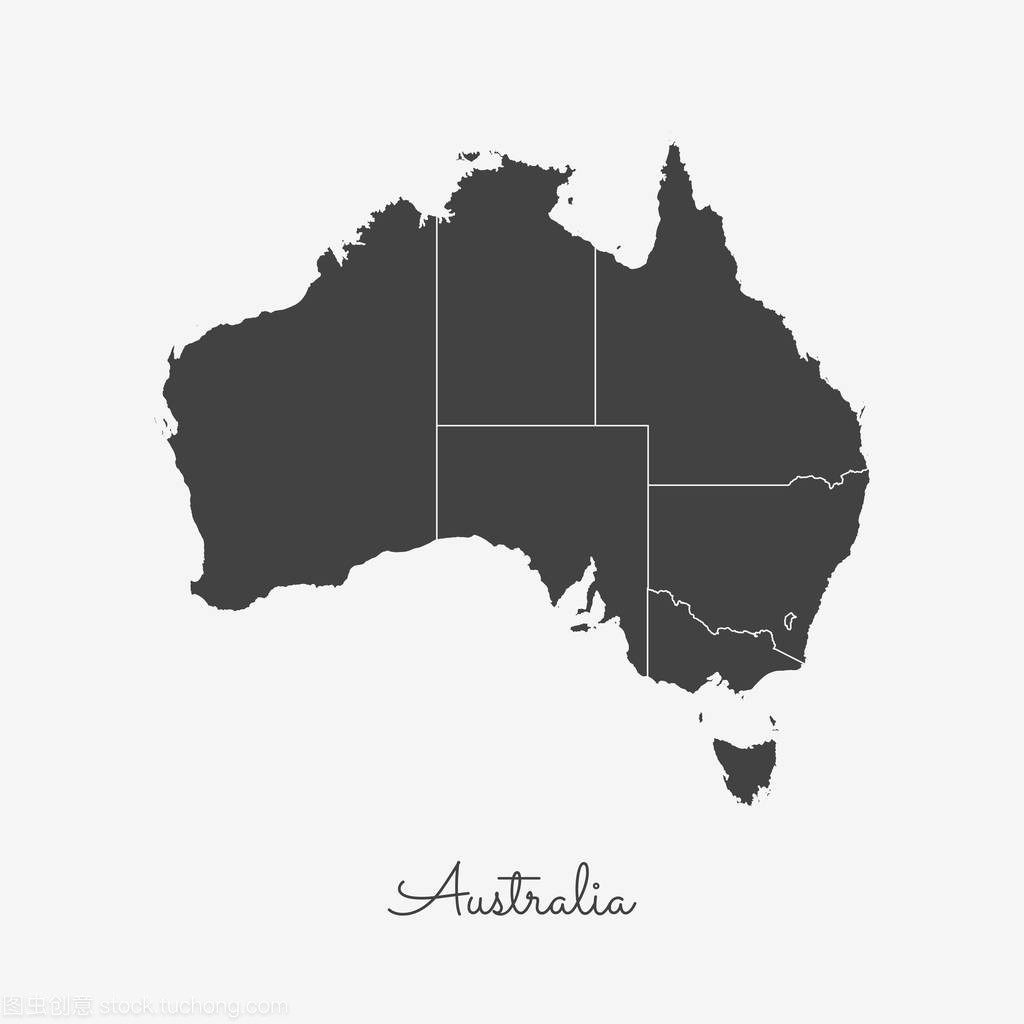 澳大利亚地区地图上白色背景的详细地图,澳大